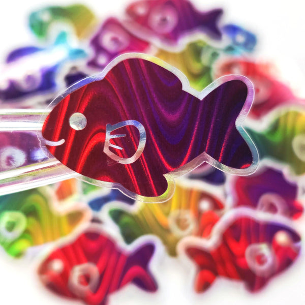 Rainbow Fish Die-Cut Stickers with Clear outline, Decals, Peel-and-Stick