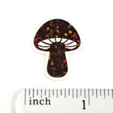 Mini Brown Mushroom Sticker Set, sparkly toadstool decals for cottagecore scrapbooking, crafts, journals
