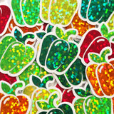 Bell Pepper Stickers, Vegetable Garden Die Cut Glitter Vinyl Decals, Peel & Stick, choose amount