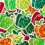 Red Bell Pepper Stickers, Vegetable Garden Die Cut Glitter Vinyl Decals, Peel & Stick, choose amount