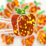 Green Bell Pepper Stickers, Vegerable Garden Die Cut Glitter Vinyl Decals, Peel & Stick, choose amount