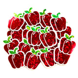 Red Bell Pepper Stickers, Vegetable Garden Die Cut Glitter Vinyl Decals, Peel & Stick, choose amount