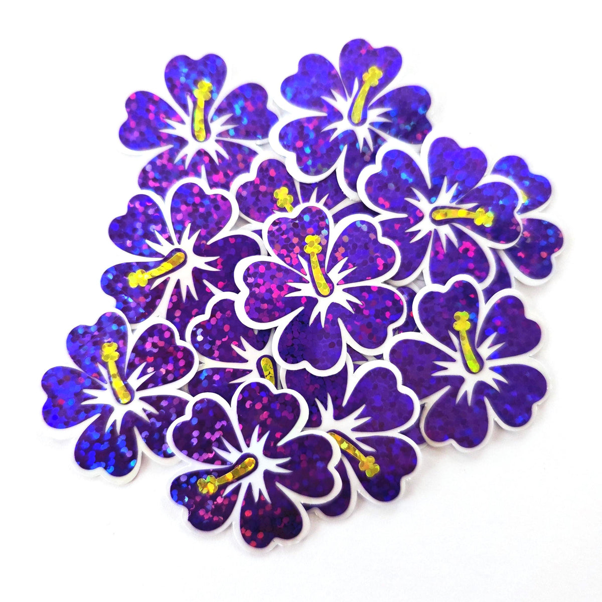 Mini Turquoise Hibiscus Flower Stickers, tropical blooms, summer garden, island beach wedding stickers, choose color.