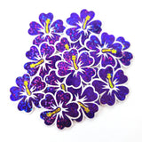 Mini Magenta Pink Hibiscus Flower Stickers, tropical blooms, summer garden, island beach wedding stickers, choose color.