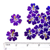 Mini Purple Hibiscus Flower Stickers, tropical blooms, summer garden, island beach wedding stickers