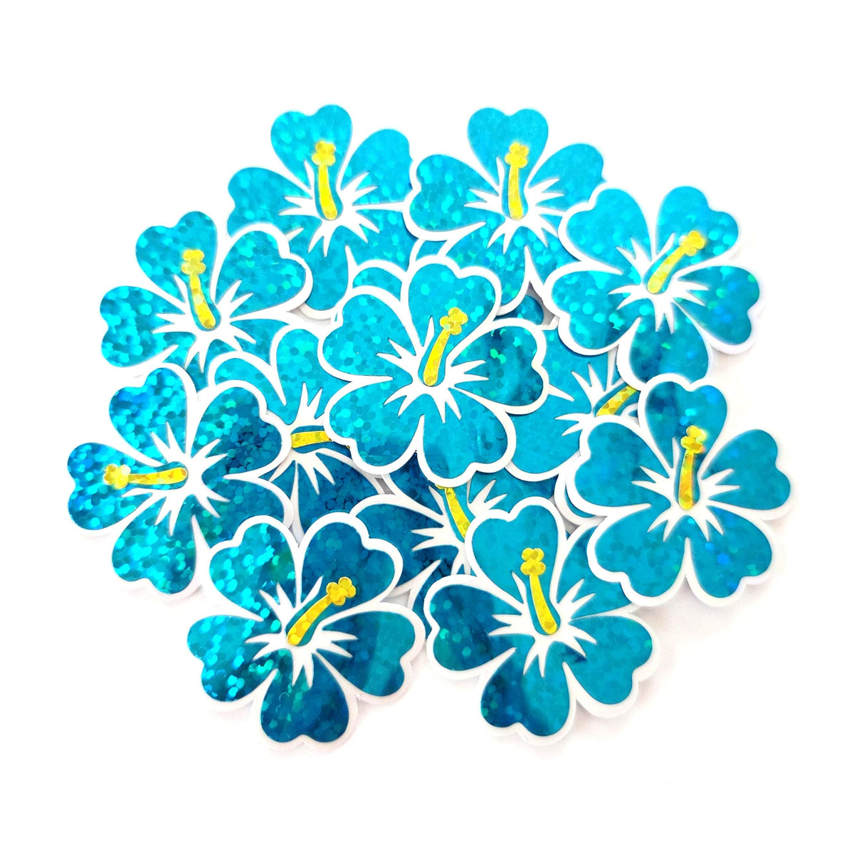 Mini Pink Hibiscus Flower Stickers, tropical blooms, summer garden, island beach wedding stickers, choose color.