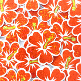 Mini Orange Glitter Hibiscus Flower Stickers, Tropical Die Cut Blooms, Clear Outline Vinyl