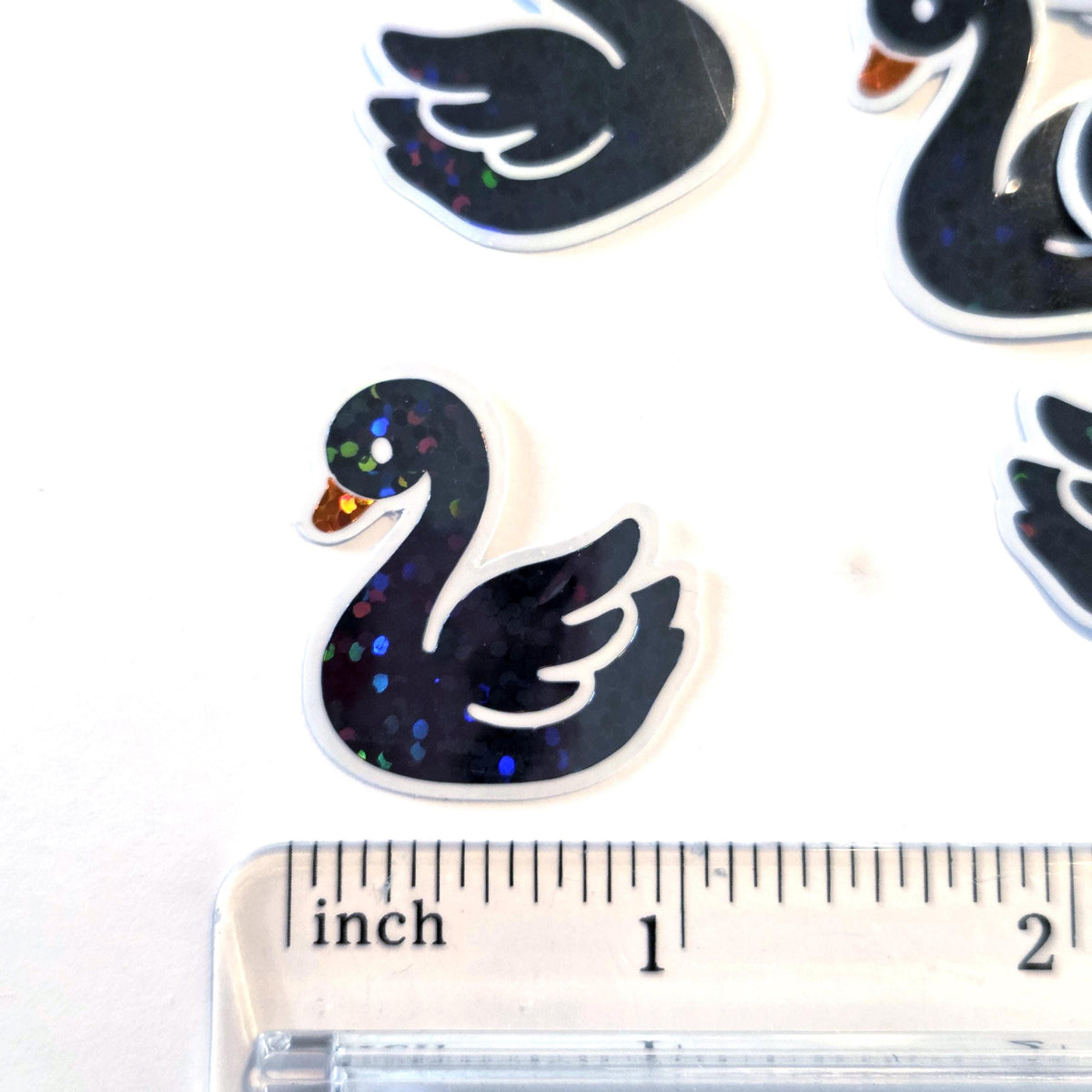 Mini Black Swan Stickers, Die-Cut Vinyl Decals for summer wedding decor