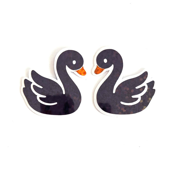 Mini Black Swan Stickers, Die-Cut Vinyl Decals for summer wedding decor