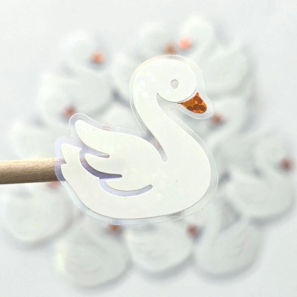 Mini White Swan Stickers, Individual peel and stick die-cut bird decals for summer wedding decor