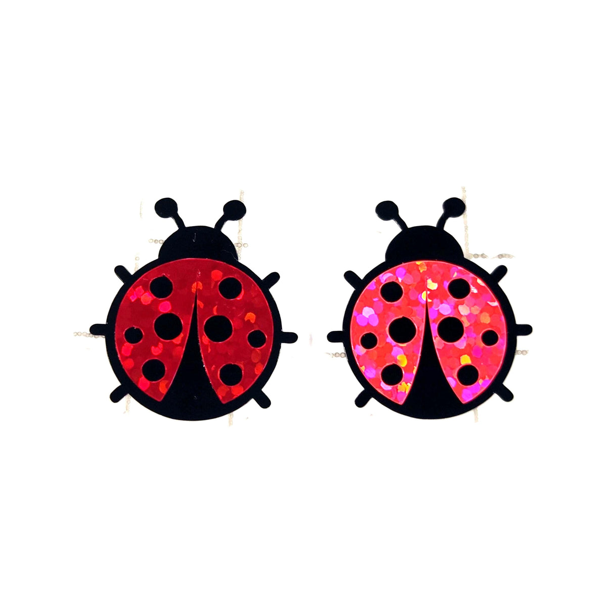 Red Ladybug Stickers, Cute Bugs, Die Cut Glitter Vinyl Decals, Peel & Stick, choose amount