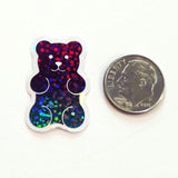Rainbow Glitter Gummy Bears Mini Sticker Set, Candy Decals with clear outline