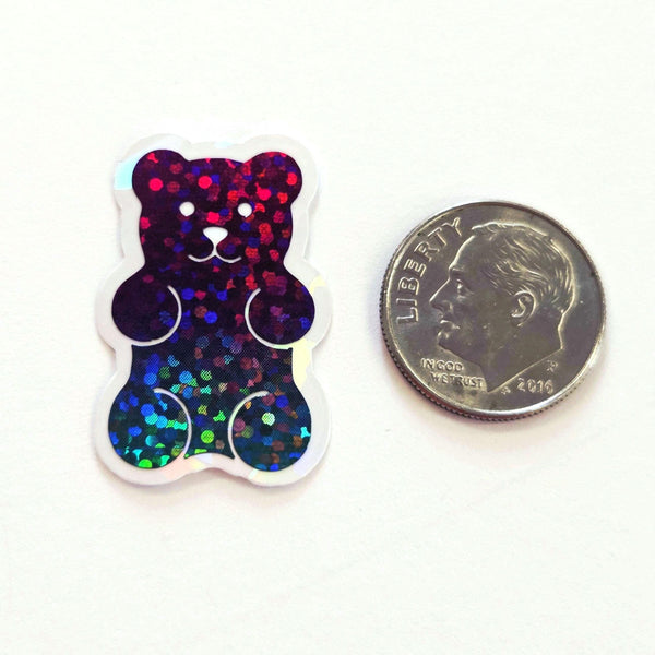 Rainbow Glitter Gummy Bears Mini Sticker Set, Candy Decals with clear outline