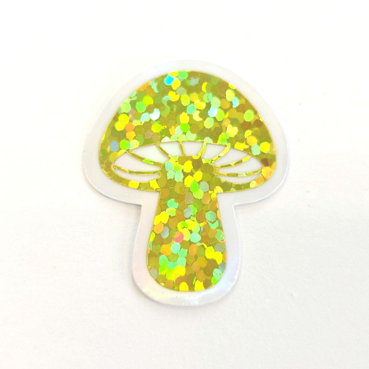 Yellow Mushrooms Mini Sticker Set, sparkly toadstools for cottagecore journals and crafts