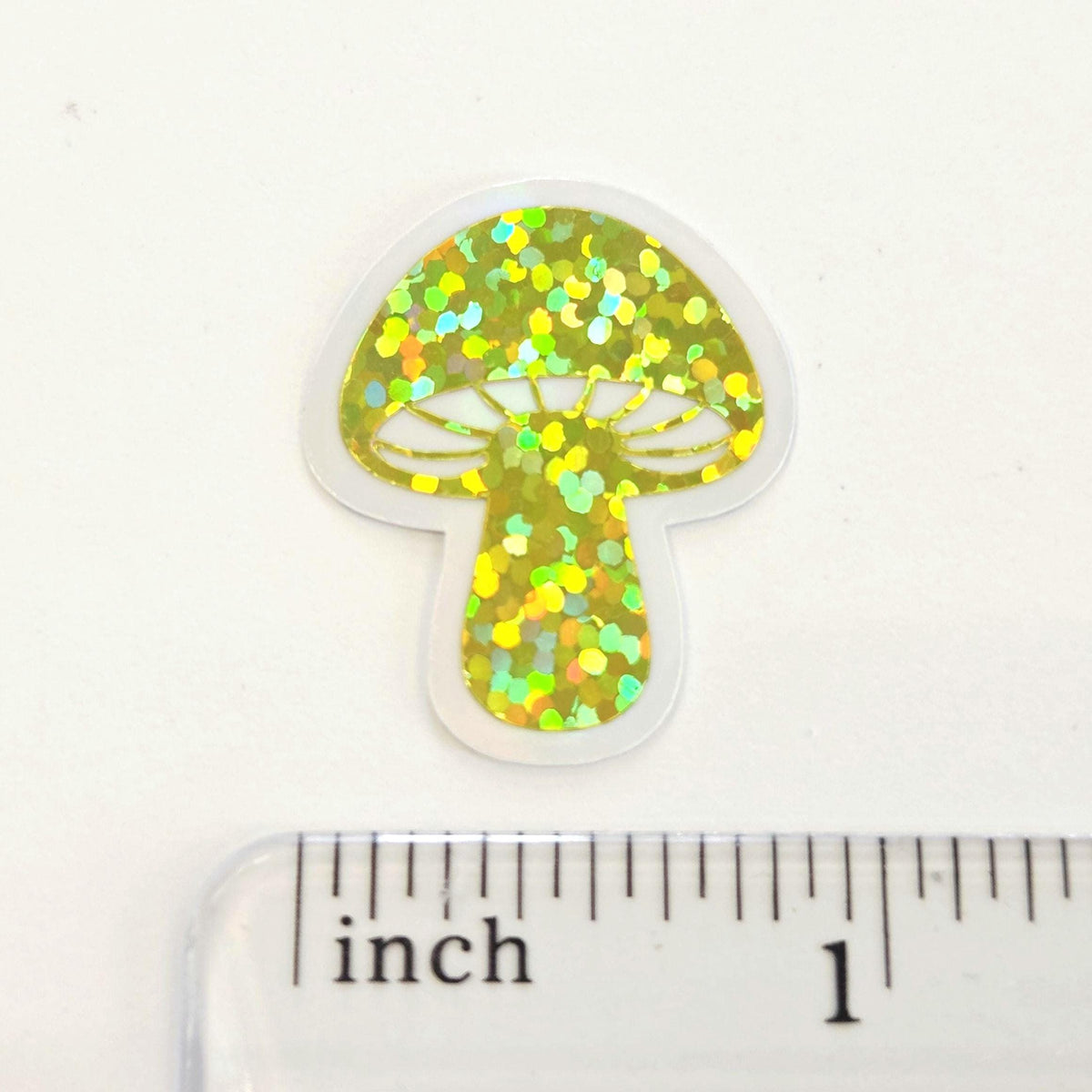 Yellow Mushrooms Mini Sticker Set, sparkly toadstools for cottagecore journals and crafts