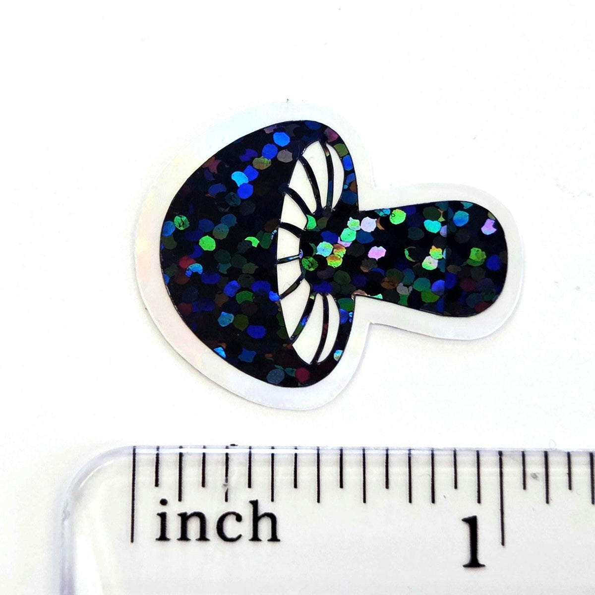 Black Mushrooms Mini Sticker Set, sparkly toadstools for cottagecore scrapbooking, crafts, journals