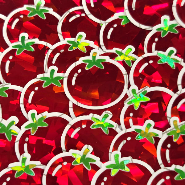 Garden Tomato Sticker Set, sparkly summer vegetable stickers for planners, journals and scrapbook pages.