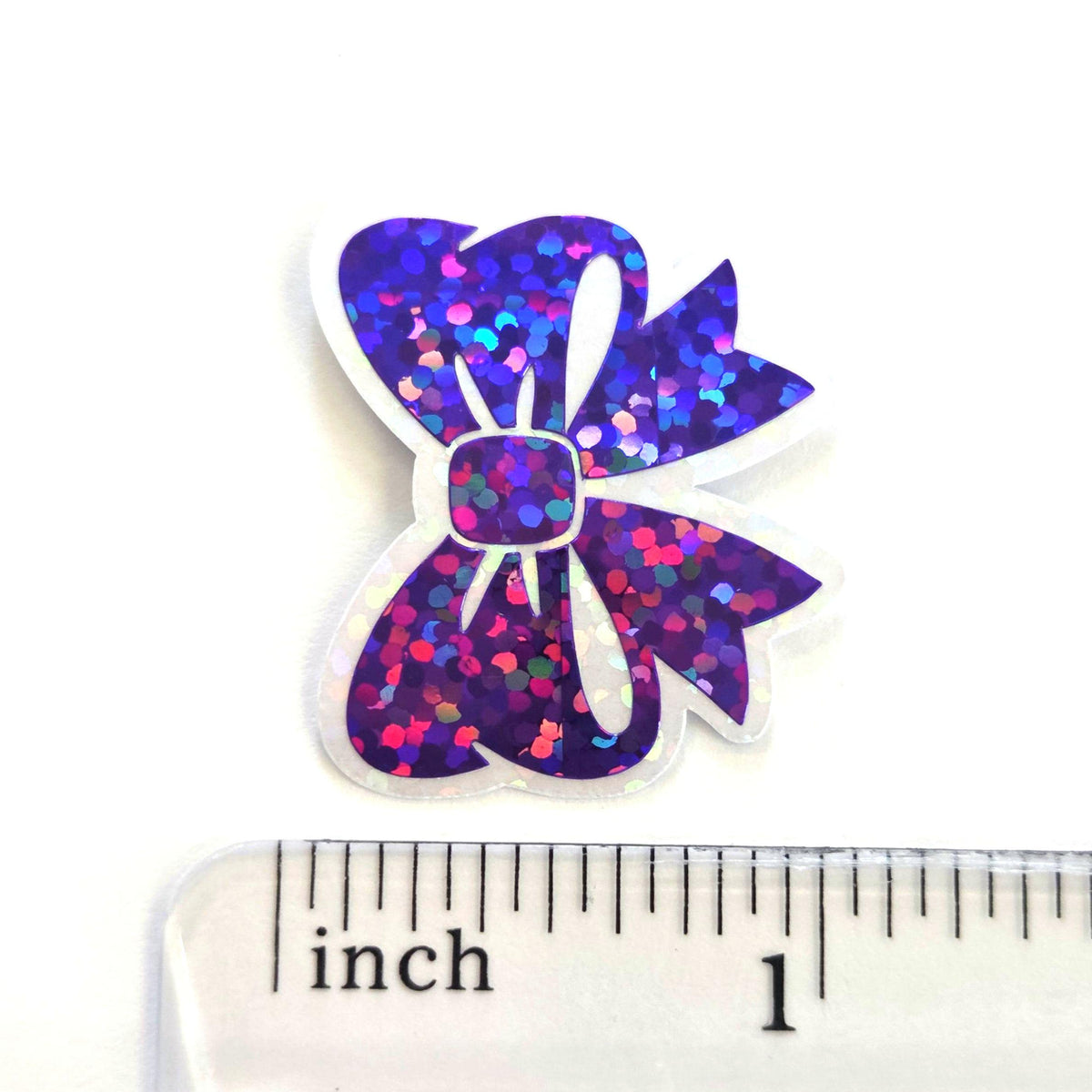 Mini Purple Bow Die Cut Stickers, Ribbon Decals, clear outline