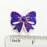 Mini Purple Bow Die Cut Stickers, Ribbon Decals, clear outline