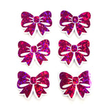 Hot Pink Bow Stickers, Mini Magenta Ribbon Vinyl Decals, clear outline
