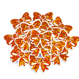 Orange Bows Sticker Set, sparkly mini stickers with clear outline