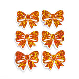 Orange Bows Sticker Set, sparkly mini stickers with clear outline