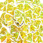 Small Yellow Bow Stickers, Sparkly Ribbon Decals, clear outline