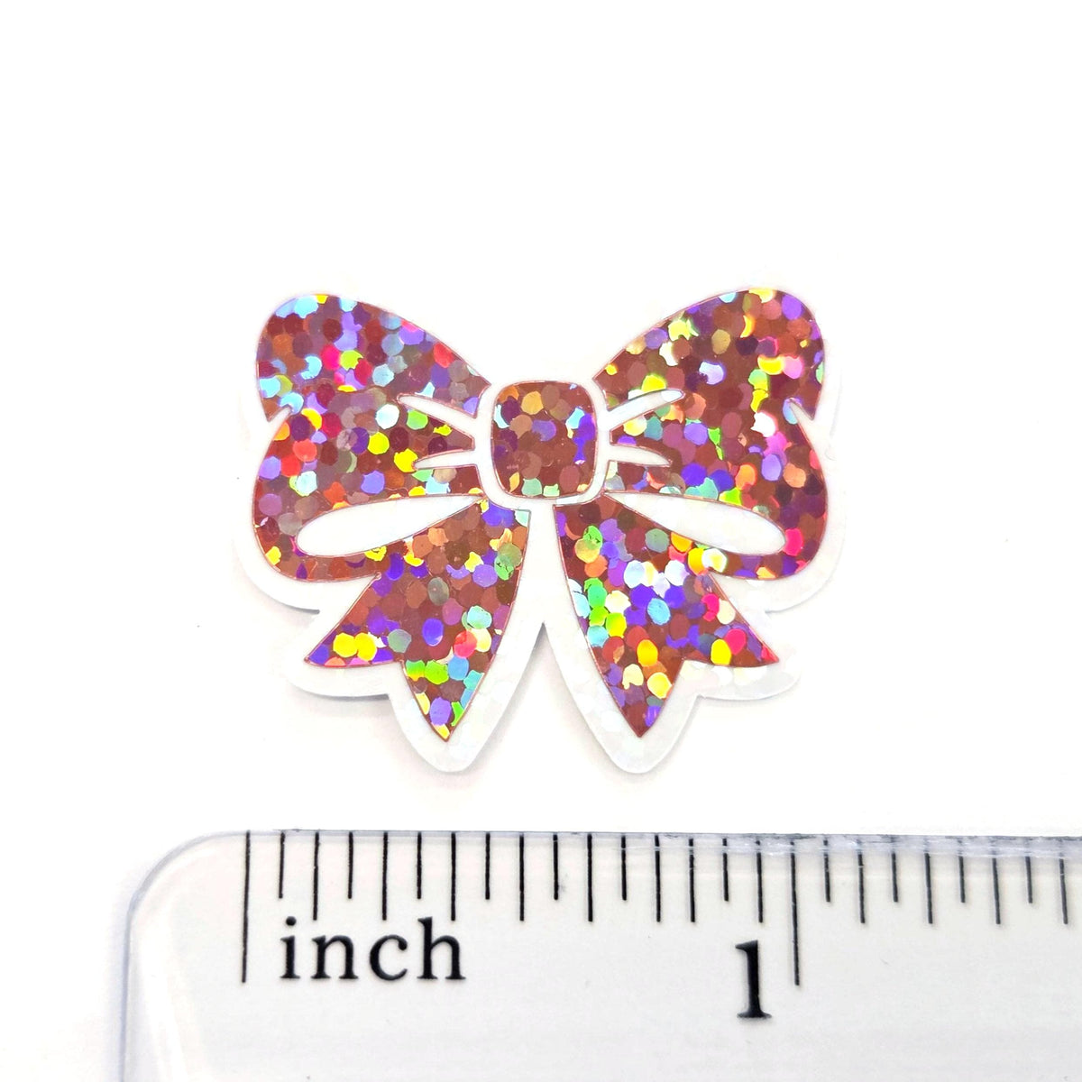 Light Pink Bow Stickers, Mini Pink Sparkly Ribbon Vinyl Decals, clear outline