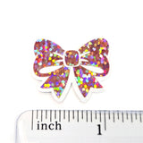 Light Pink Bow Stickers, Mini Pink Sparkly Ribbon Vinyl Decals, clear outline