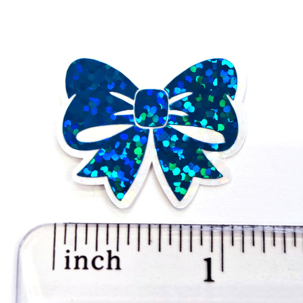 Turquoise Bow Stickers, Sparkly Mini Ribbon Decals with clear outline