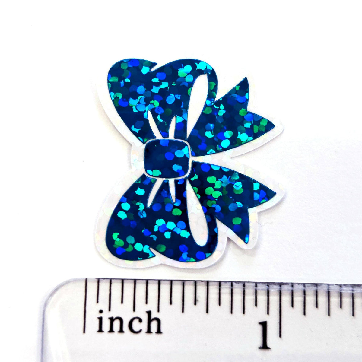 Turquoise Bow Stickers, Sparkly Mini Ribbon Decals with clear outline