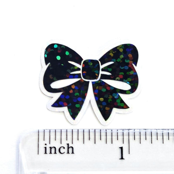 Black Bow Mini Stickers, Sparkly Ribbon Decals with clear outline
