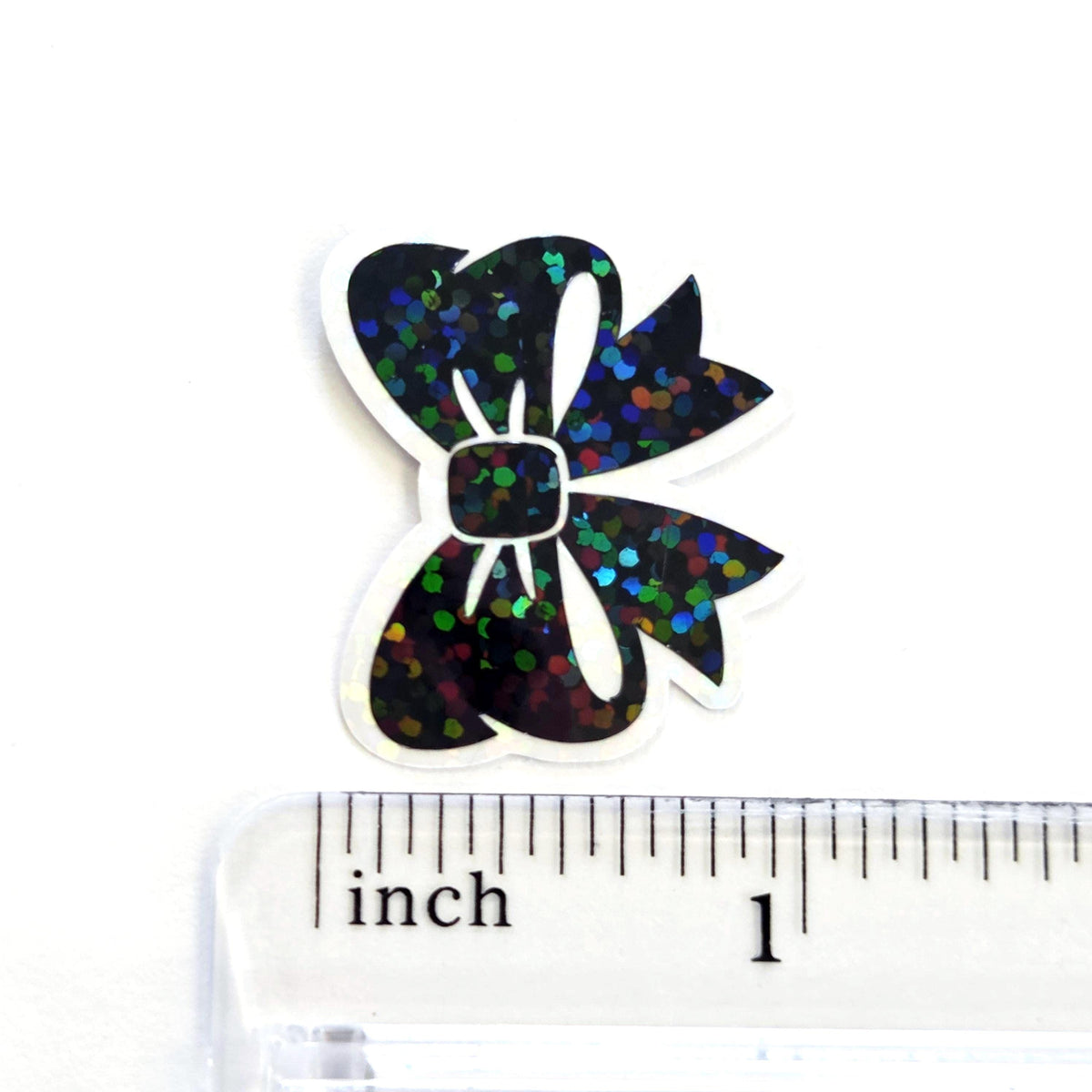 Black Bow Mini Stickers, Sparkly Ribbon Decals with clear outline