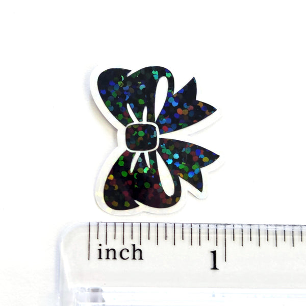 Black Bow Mini Stickers, Sparkly Ribbon Decals with clear outline