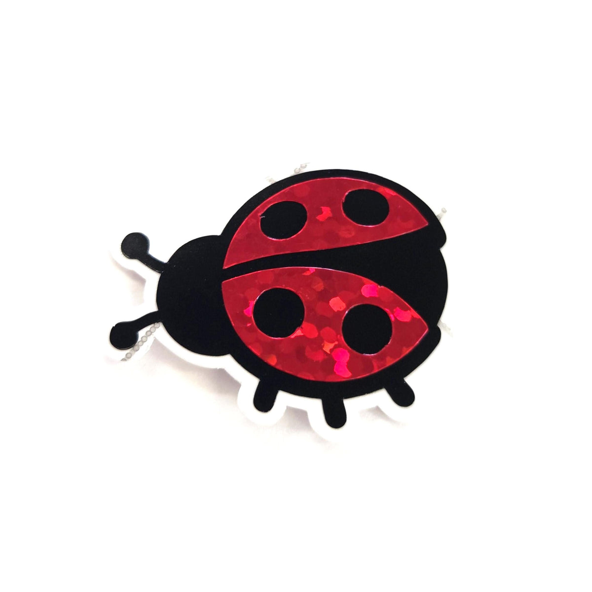 Pink Ladybug Stickers, small sparkly bug decals with clear outline