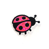 Pink Ladybug Stickers, small sparkly bug decals with clear outline