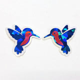 Blue Hummingbirds Mini Sticker Set, Sparkly Vinyl Birds for Crafts, Planners, Journals