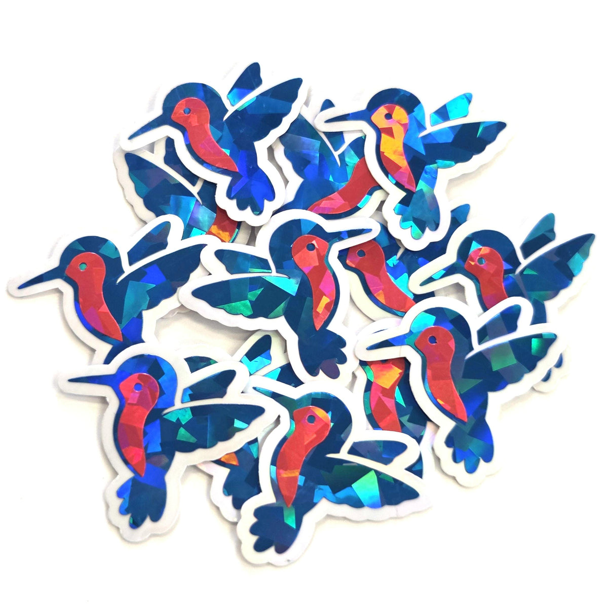 Blue Hummingbirds Mini Sticker Set, Sparkly Vinyl Birds for Crafts, Planners, Journals
