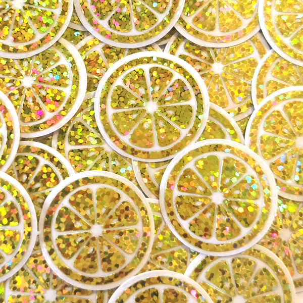 Pink Fruit Slice Mini Stickers, Small Sparkly Stickers for Crafts, Food Journals and Planners.