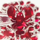 Lobster Mini Stickers Set, Sparkly Sealife Stickers for Summer Weddings, Clambakes and Beach Birthday Decor.