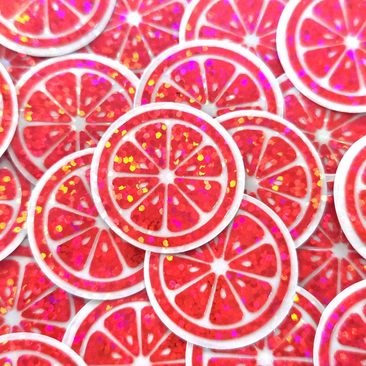 Pink Fruit Slice Mini Stickers, Small Sparkly Stickers for Crafts, Food Journals and Planners.