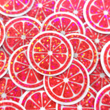 Pink Fruit Slice Mini Stickers, Small Sparkly Stickers for Crafts, Food Journals and Planners.