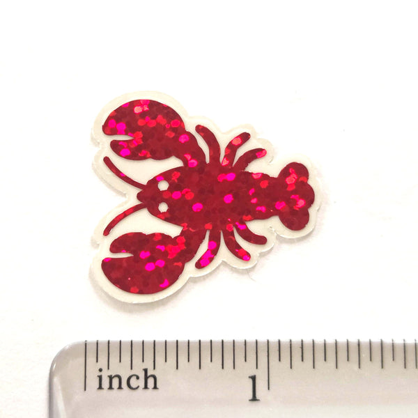 Red Lobster Mini Glitter Stickers Set, Sparkly Sealife Stickers for Summer Weddings, Clambakes and Beach Birthday Decor.