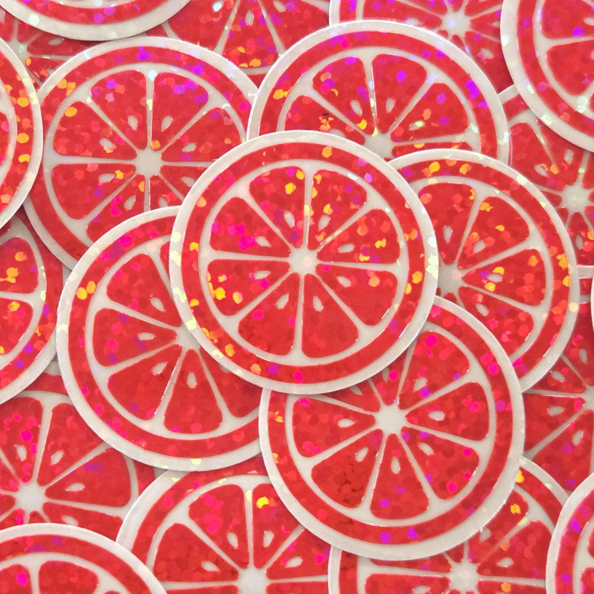 Orange Slice Mini Stickers, Small Sparkly Fruit Stickers for Crafts, Food Journals and Planners.