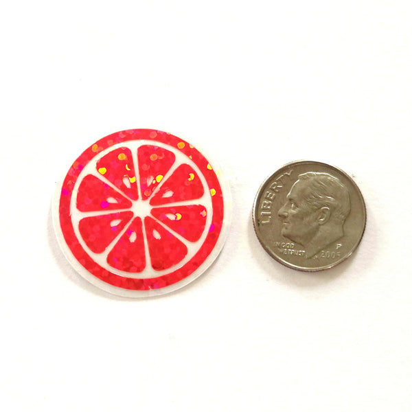 Pink Fruit Slice Mini Stickers, Small Sparkly Stickers for Crafts, Food Journals and Planners.