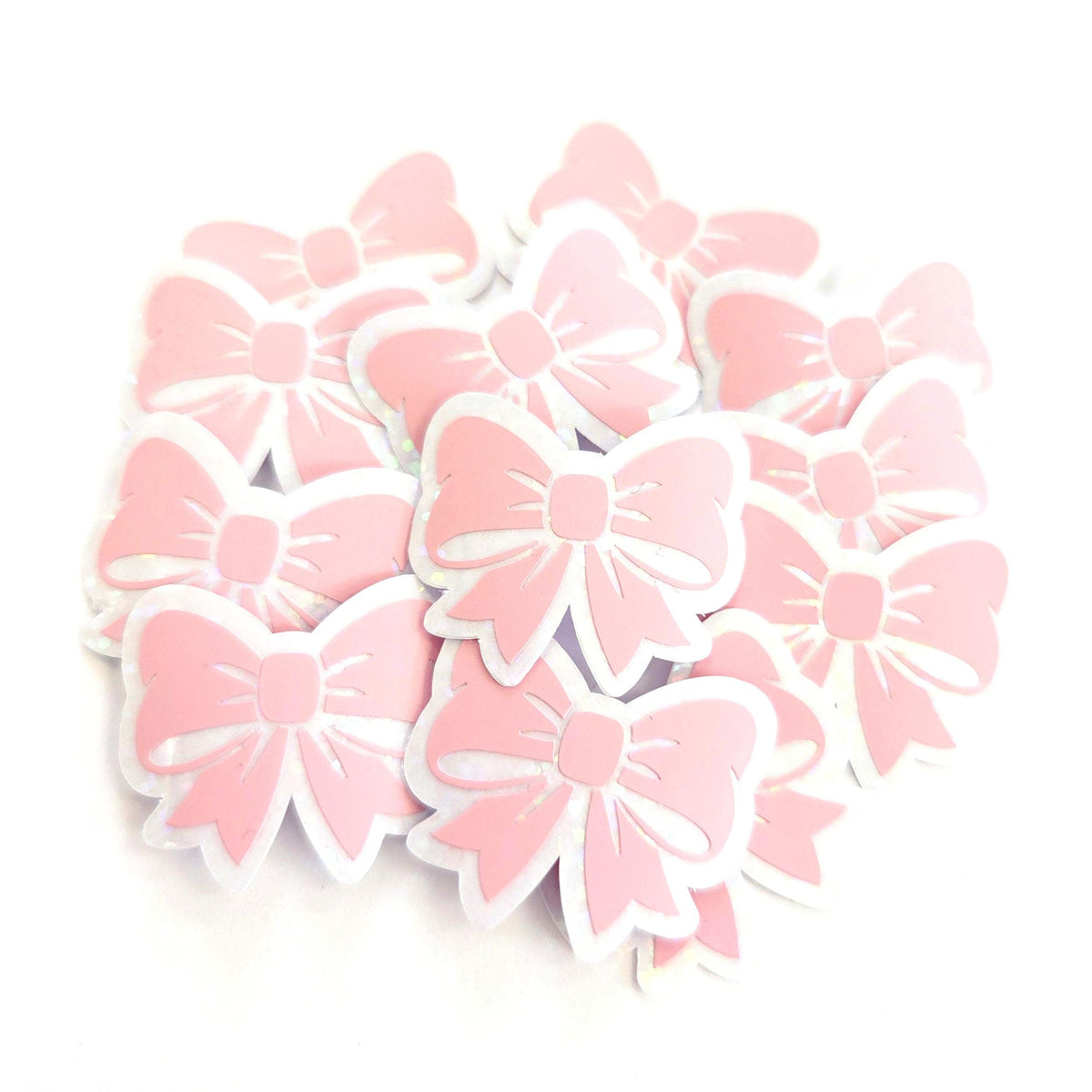 Pastel Lilac Purple Bow Stickers, Clear Sparkly Outline Vinyl Decals