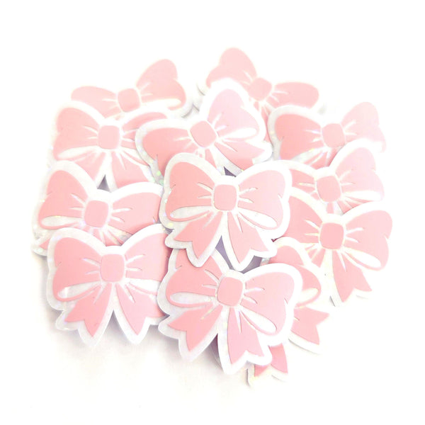 Pastel Lilac Purple Bow Stickers, Clear Sparkly Outline Vinyl Decals