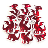 Red Dragons Mini Sticker Set, sparkly dragoncore fantasy stickers