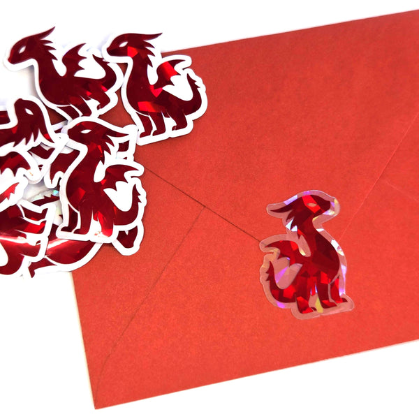 Red Dragons Mini Sticker Set, sparkly dragoncore fantasy stickers