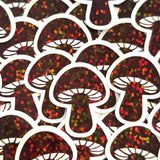 Mini Brown Mushroom Sticker Set, sparkly toadstool decals for cottagecore scrapbooking, crafts, journals